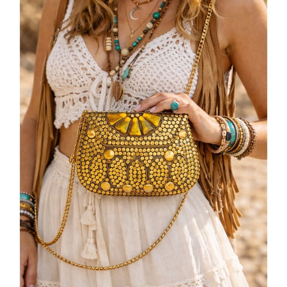 Antik Kraft Metal Studded Detail Small Crossbody Purse bag